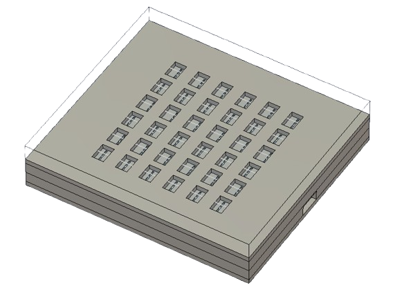 Completed 6 by 6 waveguide array PEC model